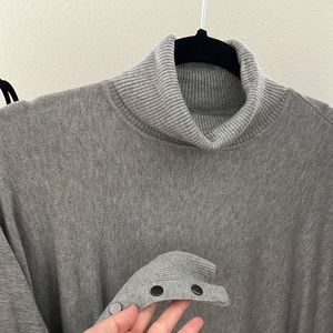 Turtleneck Poncho Sweater, grey, medium